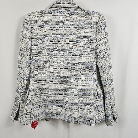 NWOT L'AGENCE Kenzie Tweed Double Breasted Blazer in Blue and White - Size 2 - Picture 11 of 16